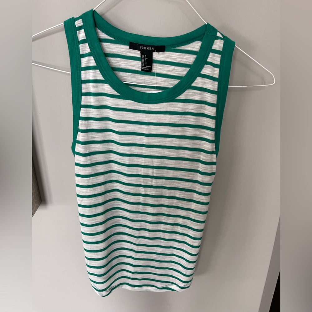 Green and white stripped tank top - Buy 2, Get 1 Free